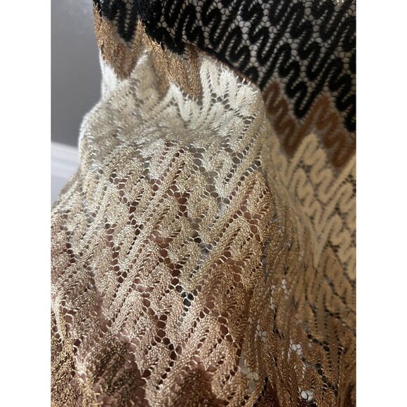 Dressbarn Dress Womens 4 Black Brown White Chevron Knit Belted Short Sleeve - Picture 7 of 9